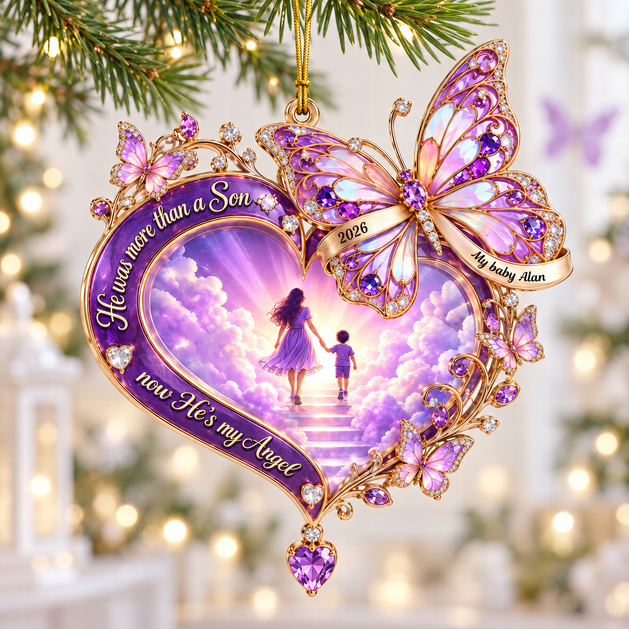 He was more than a Son, now He's my Angel - Personalized Memorial Acrylic Ornament Ornament PopCulturePrints