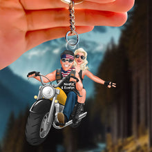 Load image into Gallery viewer, Personalized Biker Couple Keychain - Custom Gifts for Riders Keychains PopCulturePrints

