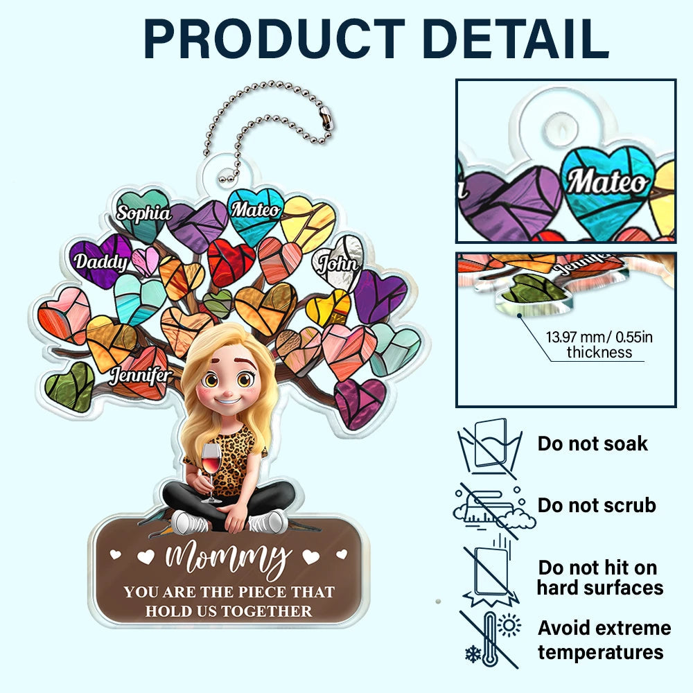 Mom, You Are The Piece That Holds Us Together - Personalized Acrylic Car Hanger Acrylic Car Hanger PopCulturePrints