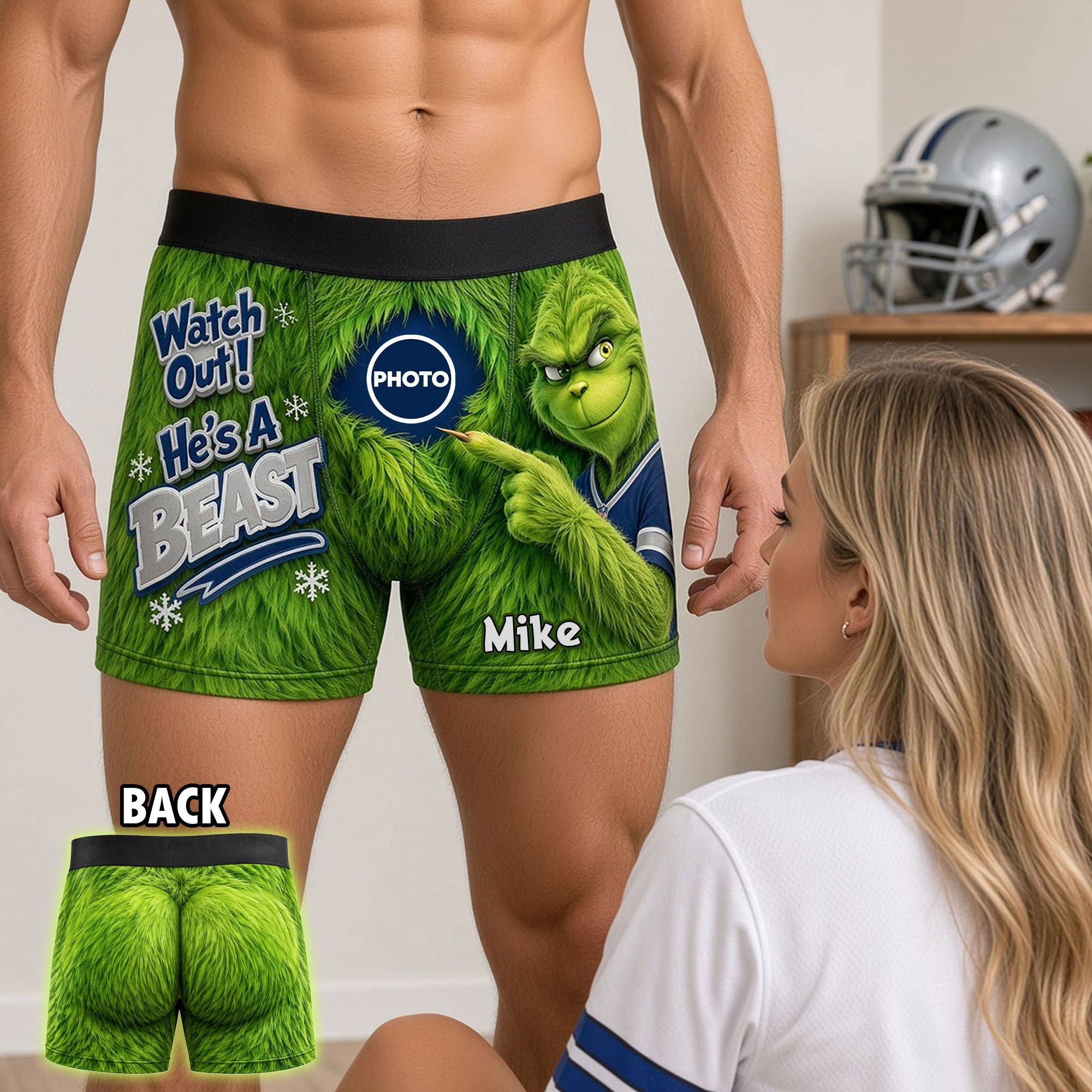 Watch Out! He's a Beast - Personalized Furry Mischief Men's Boxer Shorts for Sport Lovers