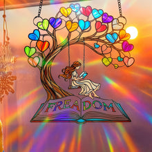 Load image into Gallery viewer, “Every Book is a New Adventure” - Personalized Reading Girl Suncatcher Ornament - Gift for Book Lovers Ornament PopCulturePrints

